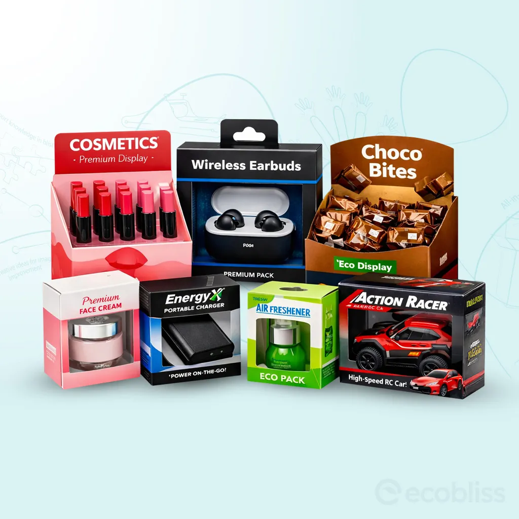 Display & Window Boxes Display and window cartons for cosmetics, electronics, FMCG, and promotional items