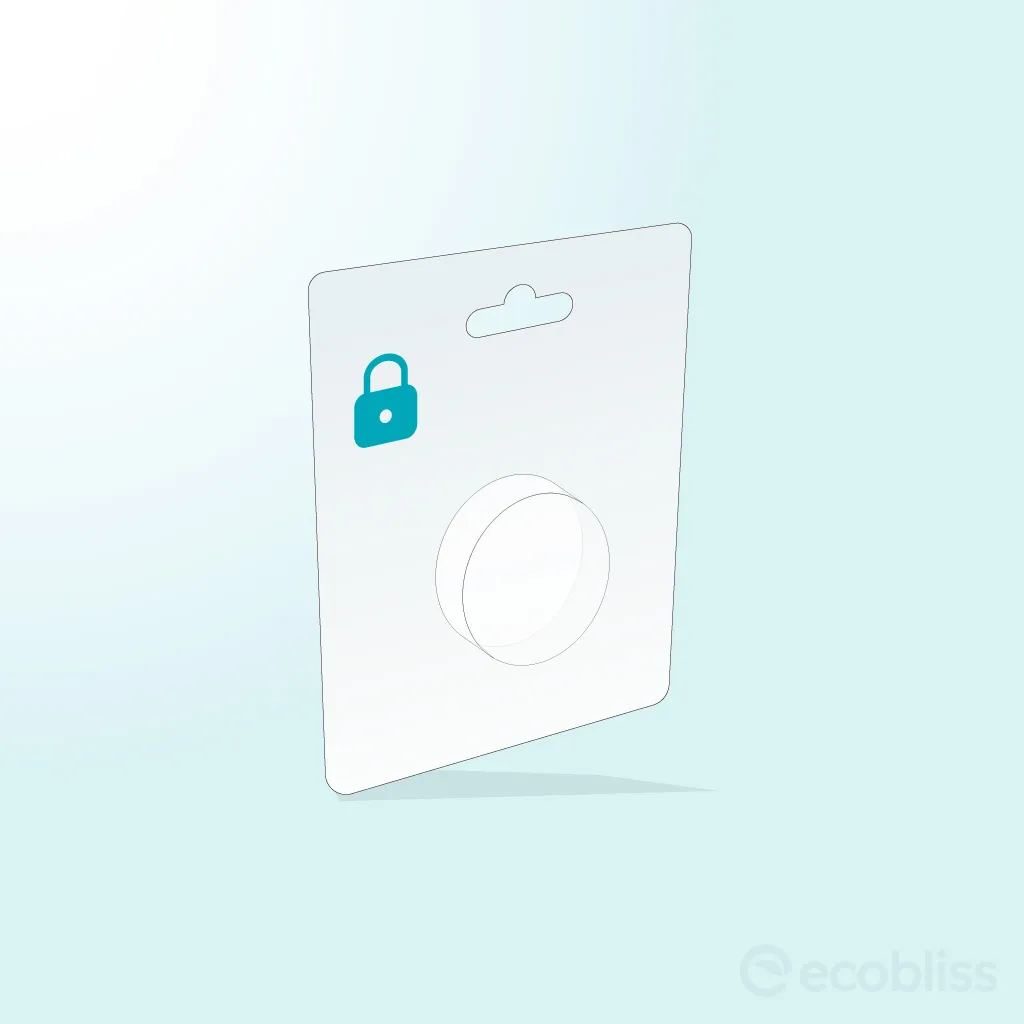 Theft‑prevention secure blister packaging icon.